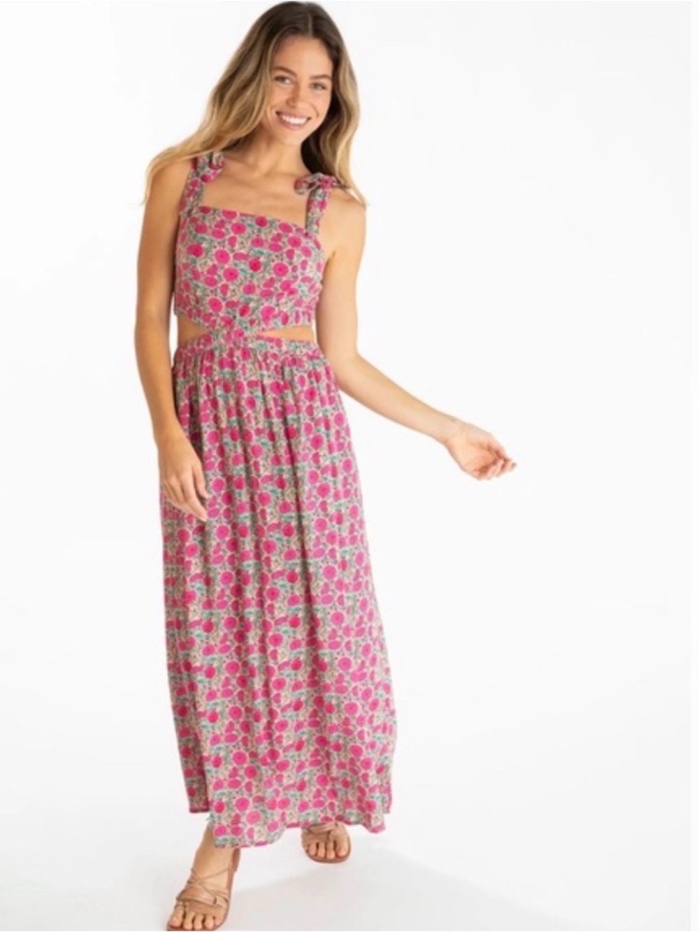 🌸 NWT Natural Life Courtney Cut-Out Maxi Dress - Pink Puff Floral 🌸
